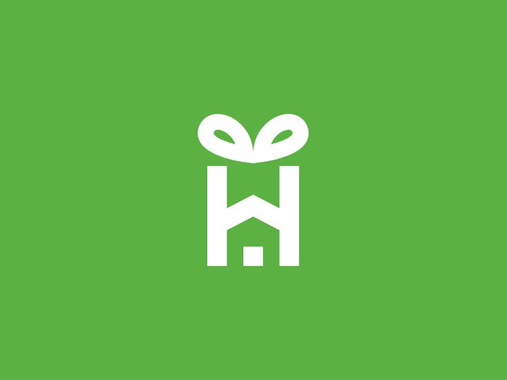 the letter h with a bow on it's head is shown in white and green