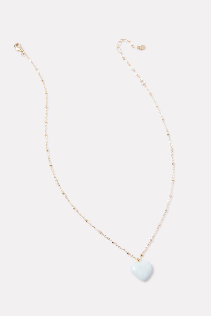 A light blue stone heart adorns this easy-to-love necklace by EVEREVE, featuring a delicate ball chain in gold plating. Heart Necklace Gold, Easy To Love, Stone Heart, Love Necklace, Ball Chain, Blue Stone, Necklace Gold, Gold Plating, Heart Necklace