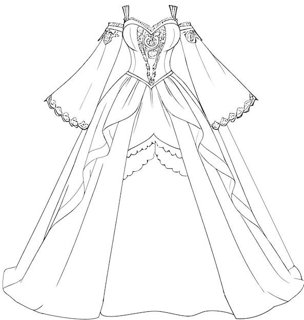 a drawing of a dress with long sleeves