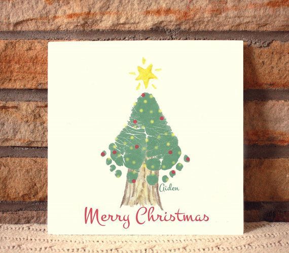 a christmas card with a tree on it