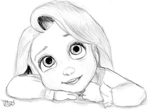 a pencil drawing of a girl with big eyes