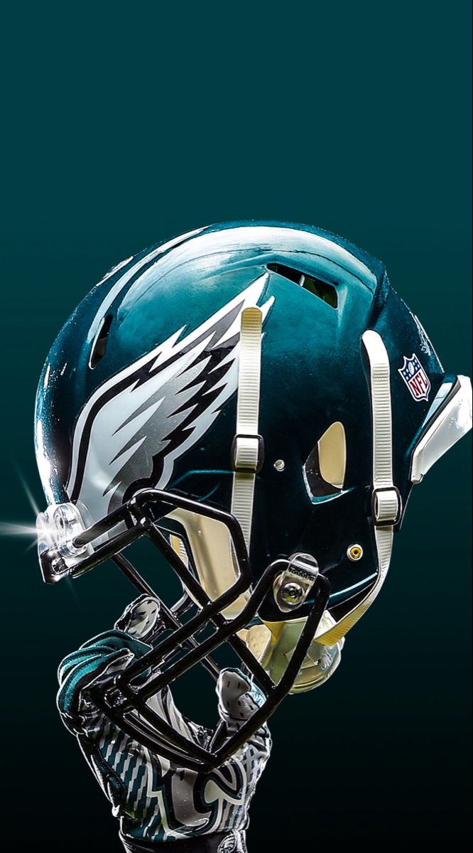 the philadelphia eagles'new football helmet is shown in this undrecognized photograph