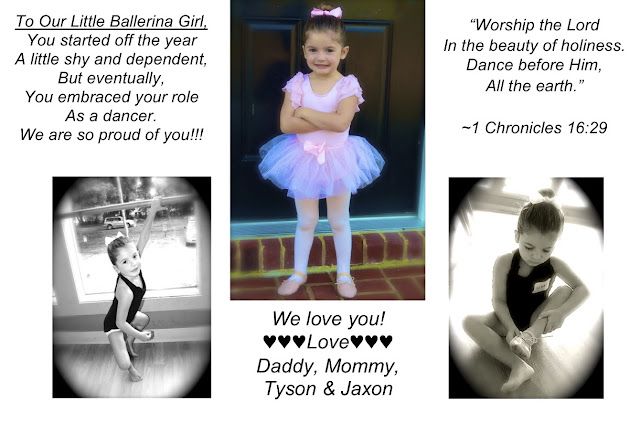 three different pictures with the names of two children and an image of a ballerina