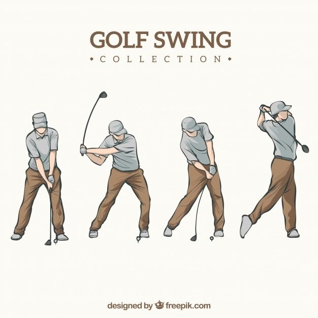 the golf swing is shown in different positions