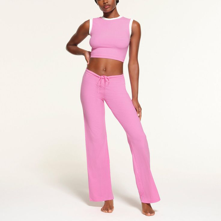 SOFT LOUNGE DRAWSTRING PANT | BLUSH - SOFT LOUNGE DRAWSTRING PANT | BLUSH Pink Athleisure Bottoms For Relaxation, Casual Pink Pants For Relaxation, Pink Relaxed Fit Pants For Relaxation, Relaxed Fit Pink Pants For Relaxation, Pink Stretch Sweatpants For Loungewear, Ribbed Athleisure Bottoms For Lounging, Athleisure Ribbed Lounging Bottoms, Pink Athleisure Sweatpants For Lounging, Pink Athleisure Bottoms For Loungewear