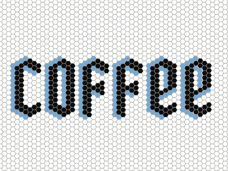 the word corfo spelled in black and blue letters on a white background with hexagonal grids