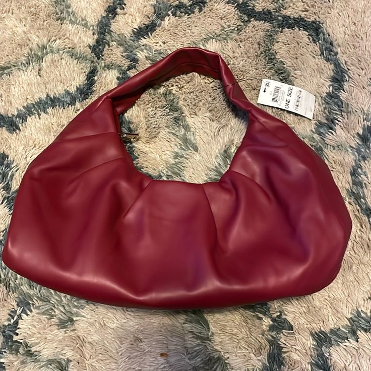 I N C International Concepts Purse Deep Red New Pockets On One Side Inside And Zippered Pocket On The Other Side Inside Smoke Free Home Casual Red Hobo Bag, Red Shoulder Bag For Fall Shopping, Fall Red Shoulder Bag For Shopping, Red Bags For Fall Errands, Trendy Red Hobo Bag For Shopping, Chic Red Hobo Bag, Trendy Red Bag For Day Out, Inc International Concepts, The Other Side