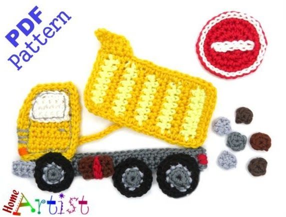 Truck Crochet, Caterpillar Crochet, Applique Patterns Free, Crochet Applique Patterns, Crochet Applique Patterns Free, Crochet Embellishments, Crochet Weave, Crochet Appliques, Applique Templates