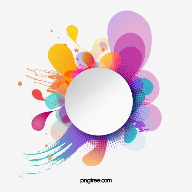 an abstract colorful background with circles and splashes on the bottom, as well as a round