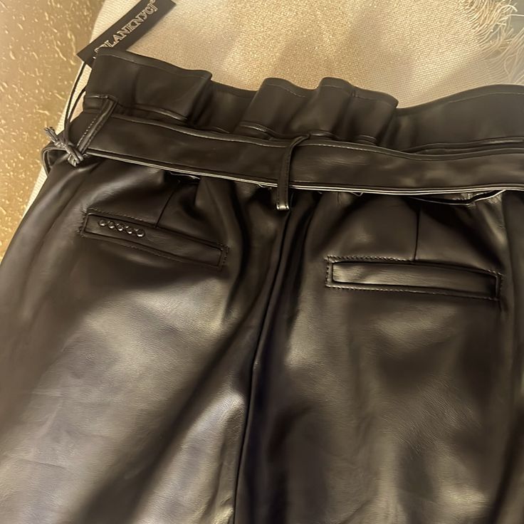 Blanknyc Black Leather Style Pants Very Soft From Nordstrom Leather Pants With Belt Loops For Night Out, High-waisted Leather Pants With Belt Loops For Night Out, Black Bottoms With Belt Loops For Business Casual, Trendy Pants With Belt Loops For Night Out, Trendy Pants For Night Out With Belt Loops, High Waist Bottoms With Belt Loops For Night Out, Trendy Pants With Belt Loops For Going Out, Leather Tapered Leg Pants With Pockets For Night Out, Tapered Leg Leather Pants With Pockets For Night Out