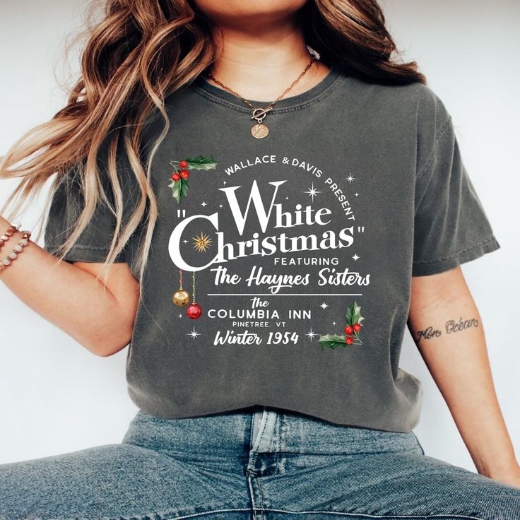 Celebrate the magic of the holidays with this vintage White Christmas movie shirt, perfect for fans of classic holiday films. 🌟 This retro-inspired tee is a must-have for your winter wardrobe and makes a thoughtful gift for any movie lover. High-quality cotton blend material for a soft and comfortable fit Features a unique retro design inspired by the beloved White Christmas movie Available in multiple sizes and colors to suit your style Perfect for holiday parties, family gatherings, or cozy n Vintage White Christmas, White Christmas Movie, Christmas Movie Shirts, Comfort Colors Sweatshirt, Xmas Shirts, Christmas Movie, Sister Shirts, Holiday Shirt, Shirt Fits