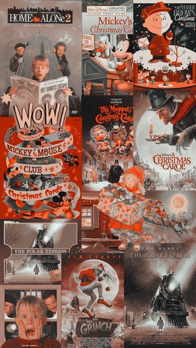 an image of many different movie posters in red and black colors, with the words wow written on them