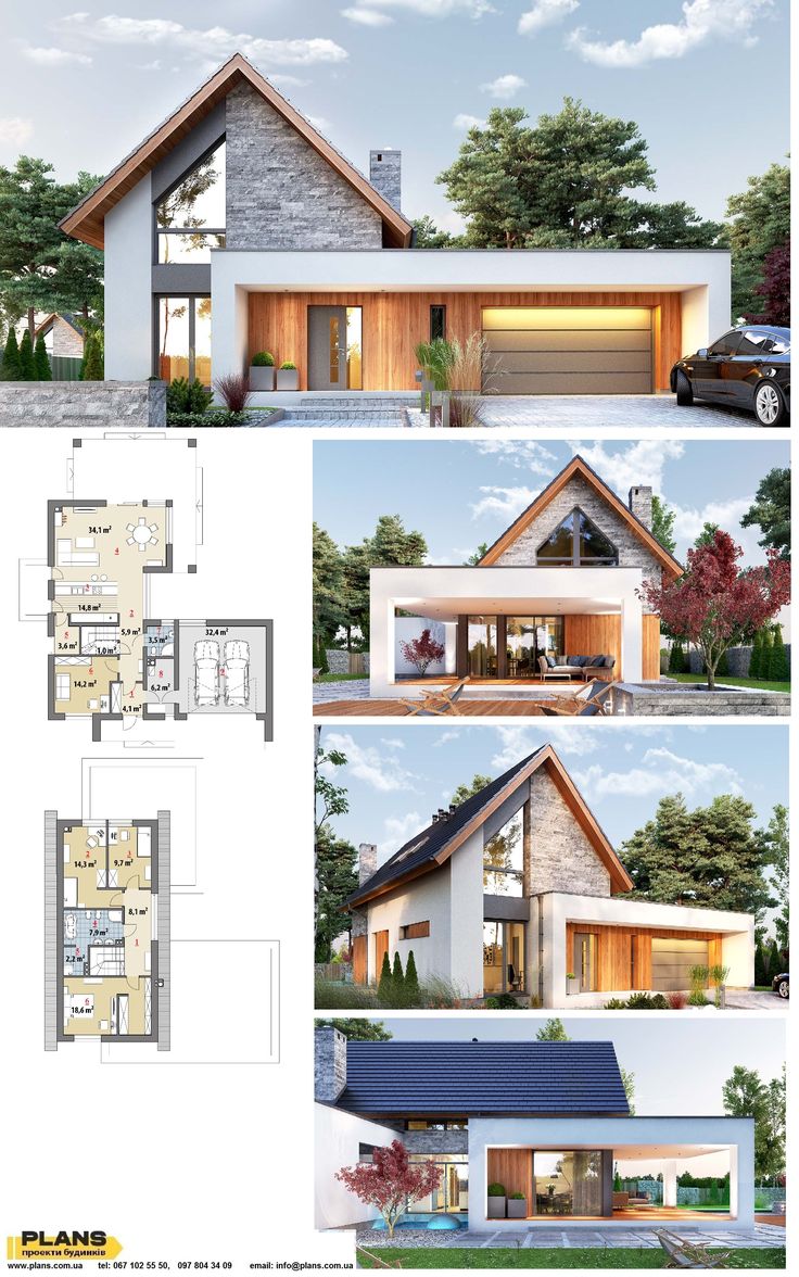 two story house plan with garage and living room in the front, one bedroom on the second