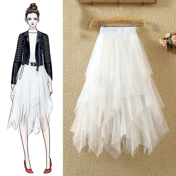 Black Irregular Mesh Gauze Women's Spring and Summer High Waist Wild Was Thin A Word Puff Skirt Skirt Long Skirt Tulle Skirt Fashion, Puff Skirt, Womens Tulle Skirt, Long Midi Skirt, Gonna In Tulle, Tulle Skirts, High Waisted Pleated Skirt, Tulle Tutu Skirt, Long Midi