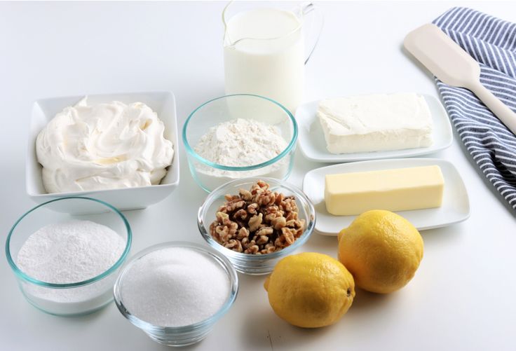 the ingredients are laid out on the table ready to be used for making desserts