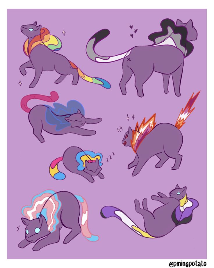 an image of cartoon cats with different colors