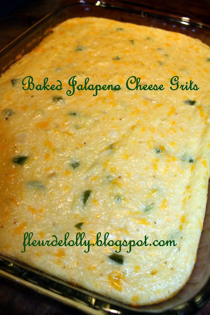 baked japanese cheese grits in a glass dish