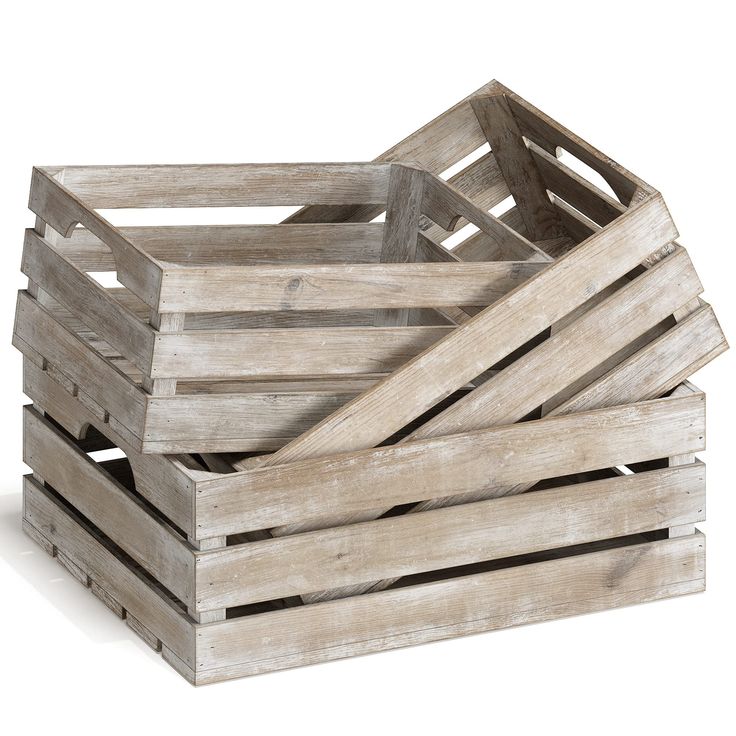 three wooden crates stacked on top of each other