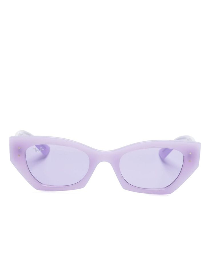 lilac purple acetate cat-eye frame purple tinted lenses logo-embossed arm straight arms with curved tips These glasses come with a protective case. Sunglasses Purple, Ray Ban Eyewear, Purple Accessories, Lens Logo, Purple Sunglasses, Eye Frames, Cat Eye Frames, Lilac Purple, Ray Ban Sunglasses