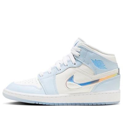 (GS) Air Jordan 1 Mid 'Frozen' FQ9117-400 Cool Nike Shoes, Cute Converse Shoes, Iconic Sneakers, Pretty Sneakers, Nike Fashion Shoes, Preppy Shoes, Air Jordan 1 Mid Se, Pretty Shoes Sneakers, Kicks Shoes