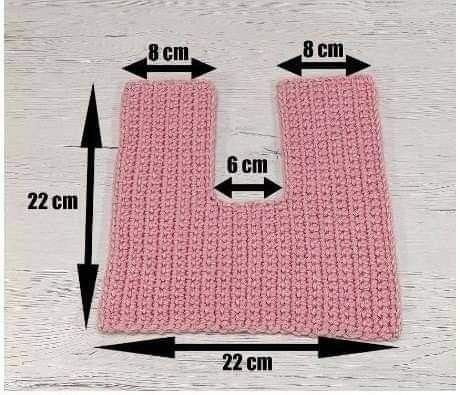 a crocheted pot holder is shown with measurements for the top and bottom portion