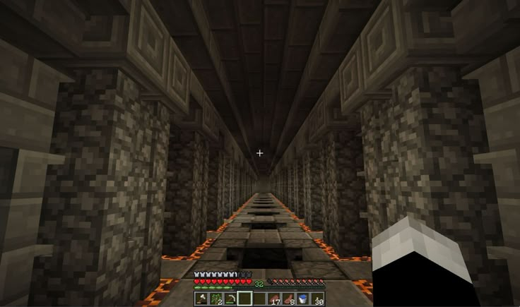 an image of a long hallway in a minecraft server's house or office