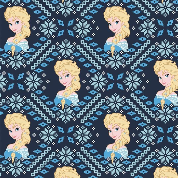 the frozen princess pattern is shown in blue and white