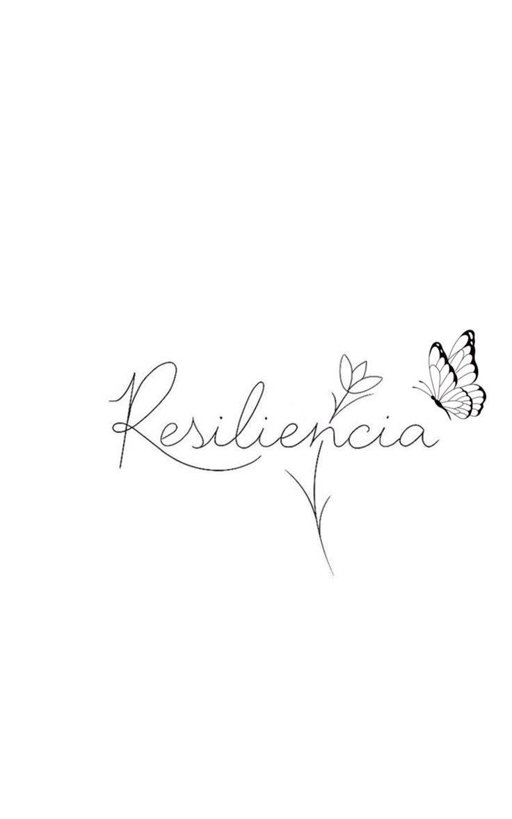 the word resilicia written in cursive writing with a butterfly on it