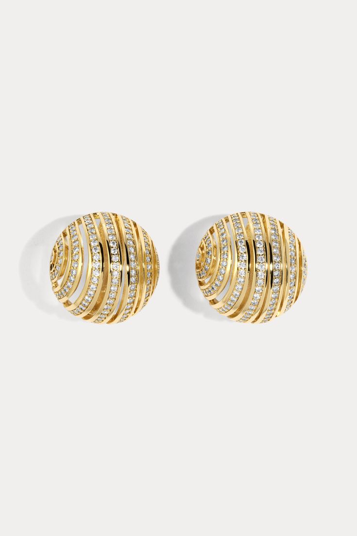 Product Details Available in 14kt gold plated brass or Rhodium plated brass Stones are white cz, and measure 1.5mm Earrings measure approx 25mm Product weight 9 grams per earring Post fastening for pierced ears Sold as a pair Size & Fit Model is 5" 9.5" with a 32.5" bust, and 25.5" waist Product Care: METAL: Use a soft cloth to gently wipe clean, then remove any remaining impurities with mild diluted soap. Rinse with warm water and dry thoroughly before storing in the provided jewelry pouch. Do Lili Claspe Jewelry, Lili Claspe, Earring Post, Jewelry Cleaner, Pierced Ears, Jewelry Pouch, 14kt Gold, Accessories Necklace, Ring Bracelet