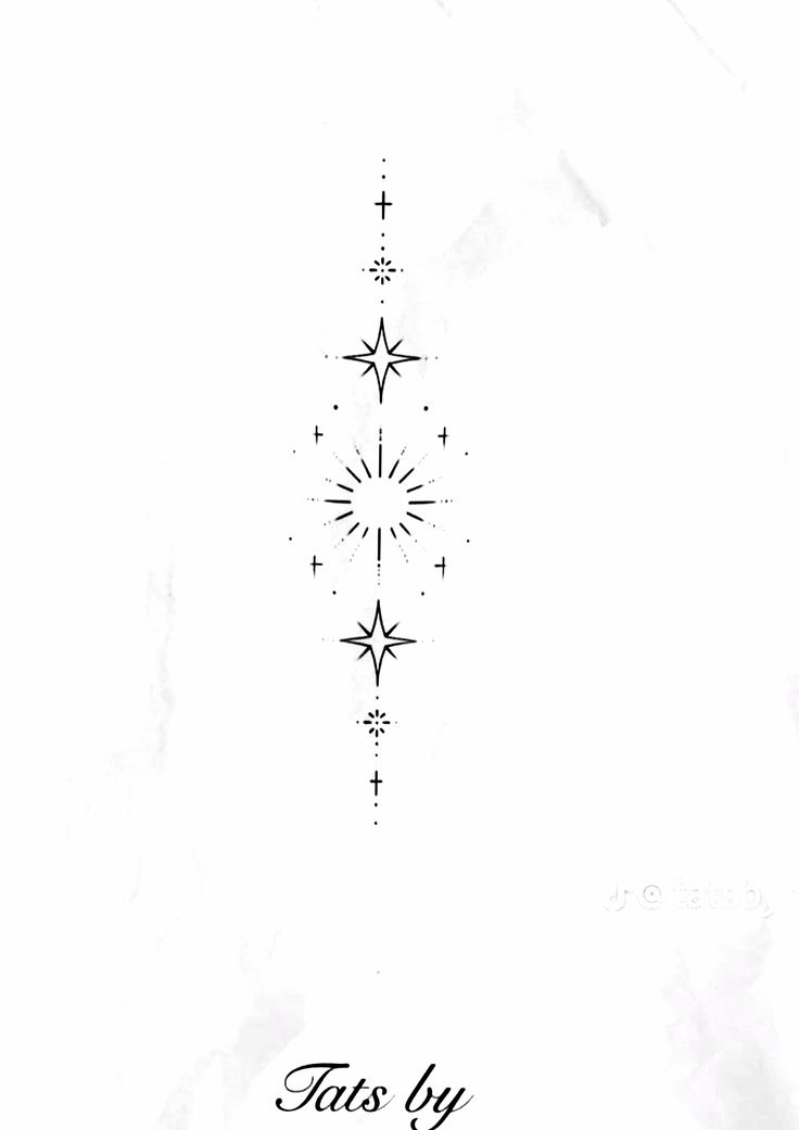 the back cover of a book with an image of stars and arrows in black ink