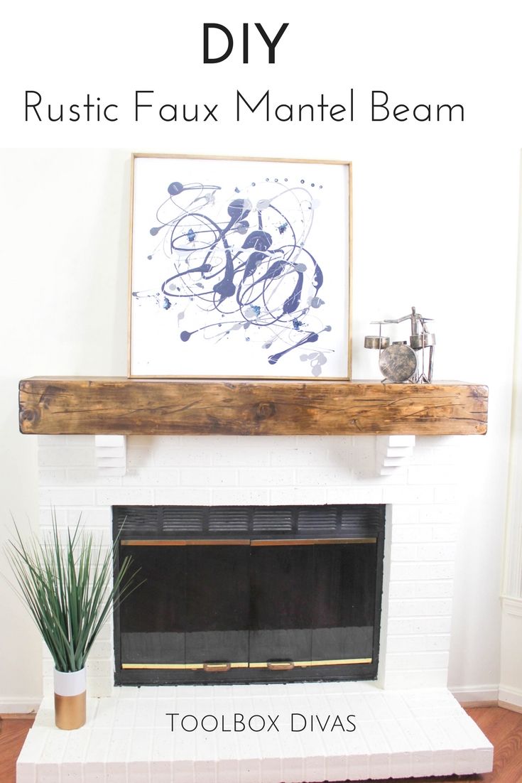 the diy rustic faux mantel beam is easy to make and looks great in any room