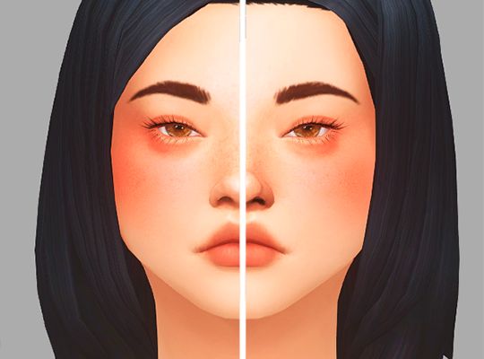 two different images of the same woman's face, one with brown eyes and one with black hair