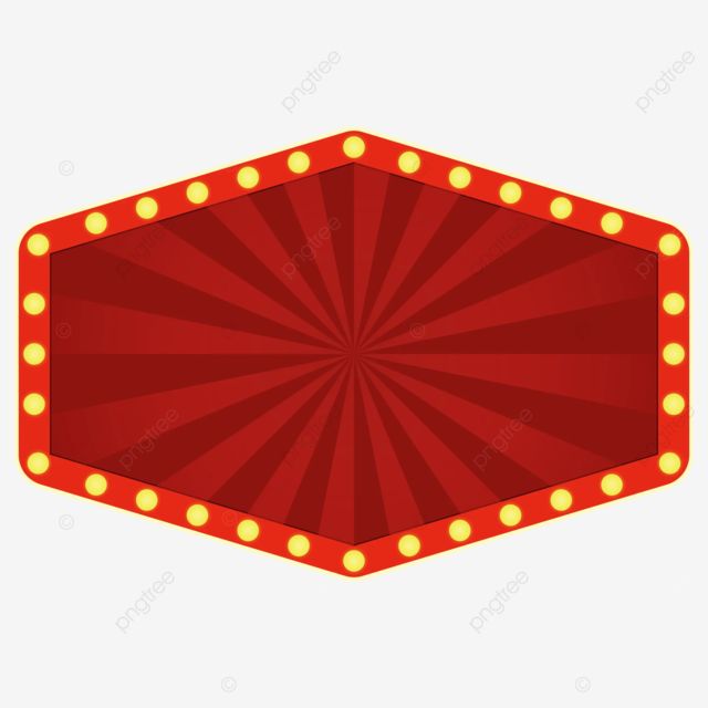 a red sign with yellow light bulbs on it's sides, illustration, background png and psd