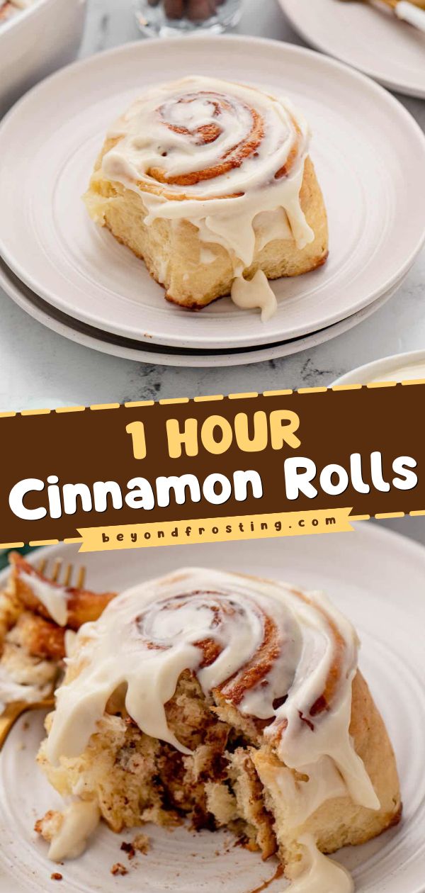 Don't miss out on these 1 Hour Cinnamon Rolls! They're an easy breakfast idea. Soft, fluffy, and smothered in cream cheese frosting, this quick version of homemade cinnamon rolls is irresistible! Put it on your Easter brunch recipes! Rolls With Instant Yeast, 1 Hour Cinnamon Rolls, Best Homemade Cinnamon Rolls, Homemade Cinnamon Rolls Easy, Easy Homemade Snacks, Quick Cinnamon Rolls, Easy Cinnamon Rolls, Easy Cinnamon Rolls Recipe, Cinnamon Roll Recipe Homemade