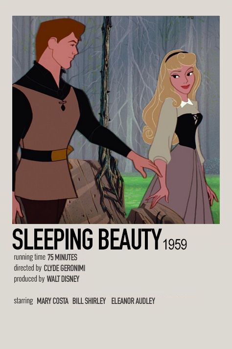 the poster for sleeping beauty starring walt and his wife, princess aurora from disney's animated