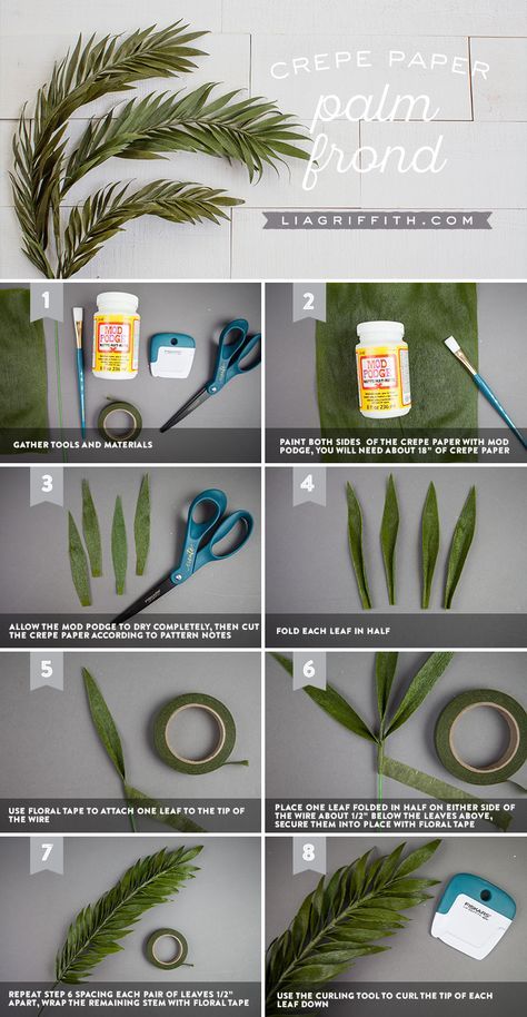 step by step instructions on how to make fake palm leaves