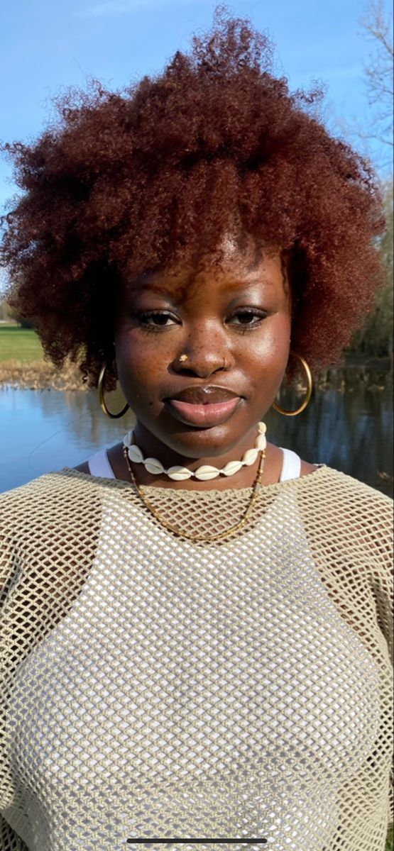 Deep Ginger Red Hair, Colored Afro Natural Hair 4c, 4c Copper Hair, Auburn 4c Hair, Black Woman Colored Hair, Ginger Afro Black Women, Ginger 4c Natural Hair, Afro Dyed Hair, Dark Skin Ginger Hair