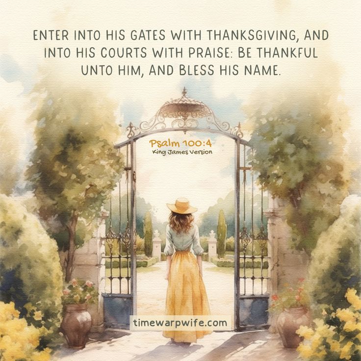 a watercolor painting of a woman in a yellow dress and hat walking into a gate