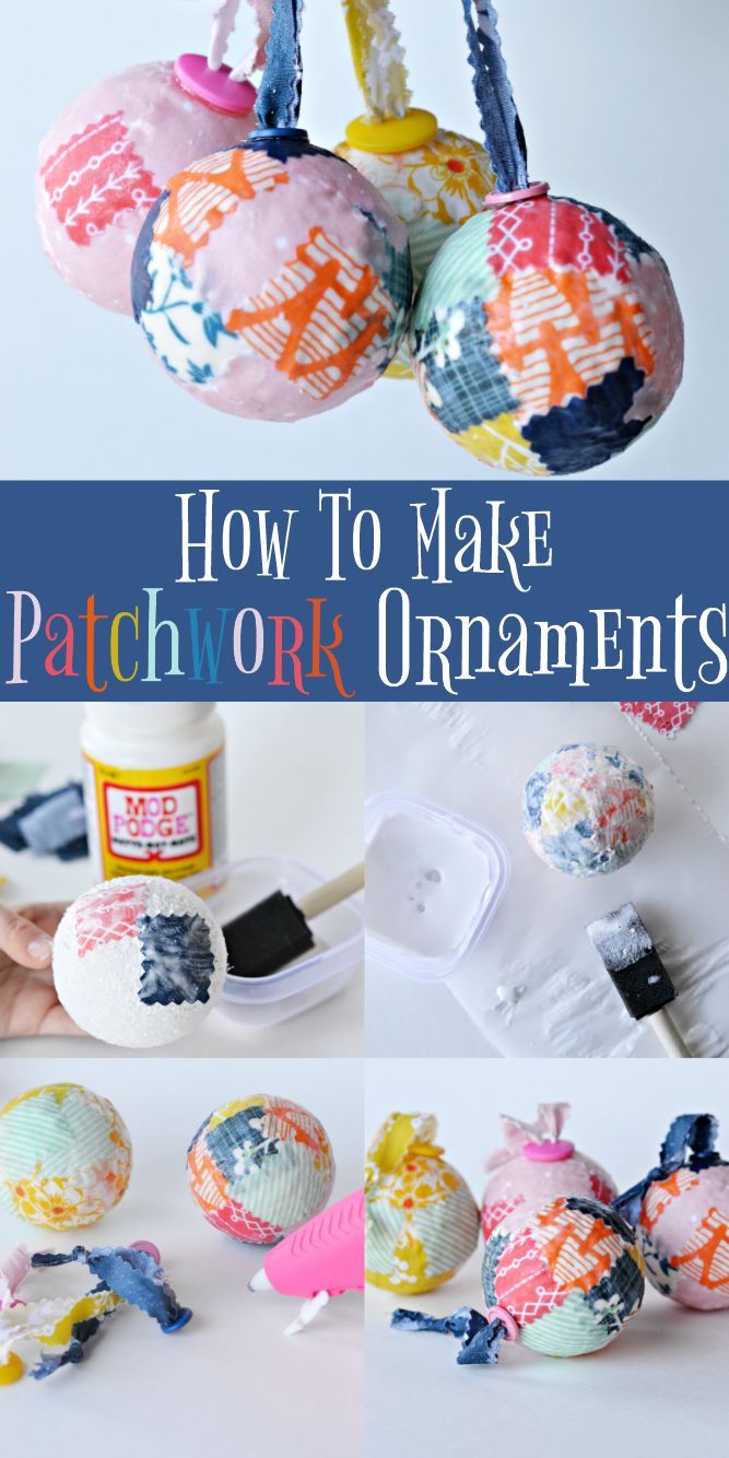 how to make patchwork ornament ornaments with fabric and cotton balls in the shape of flowers