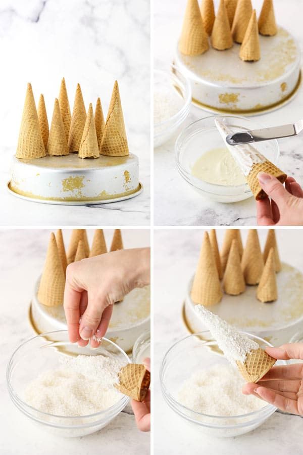 the process of making ice cream cones is shown