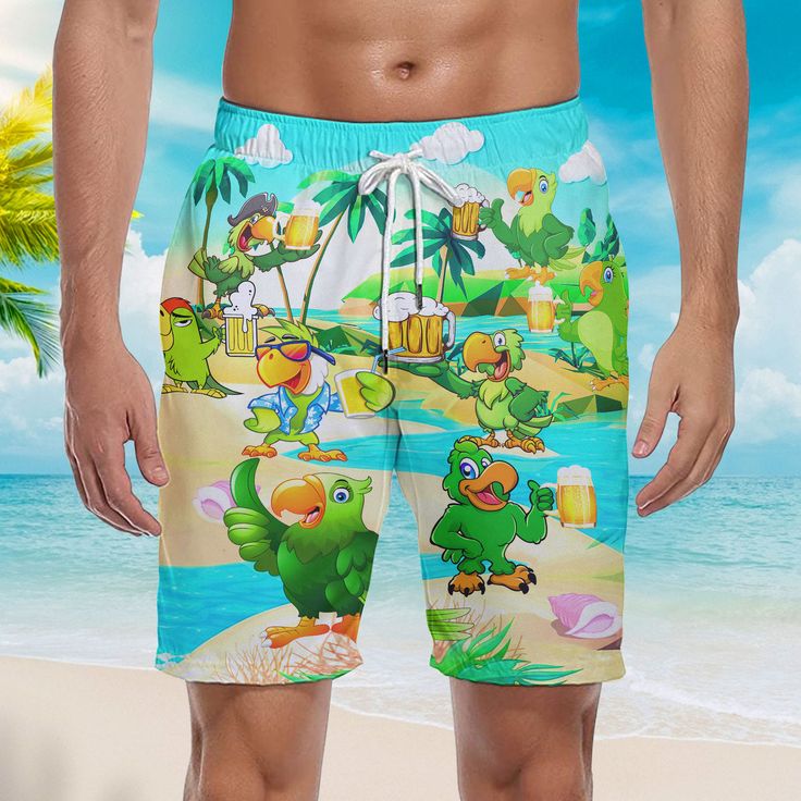 Parrots And Beer In Summer Beach Shorts For Men is an essential piece of clothing for any guy who loves spending time at the beach, pool, or any other water body. These shorts not only provide comfort and protection during aquatic activities but also give you a stylish look that you can flaunt at any beach party or poolside event. Don't miss out on this great opportunity to enhance your beach wear collection - order now and experience the ultimate in comfort and functionality! FEATURE: Material: Summer Beach Shorts, Water Bodies, Beach Shorts, Beach Wears, Drinking Beer, Beach Party, Piece Of Clothing, Mens Shorts, Parrot