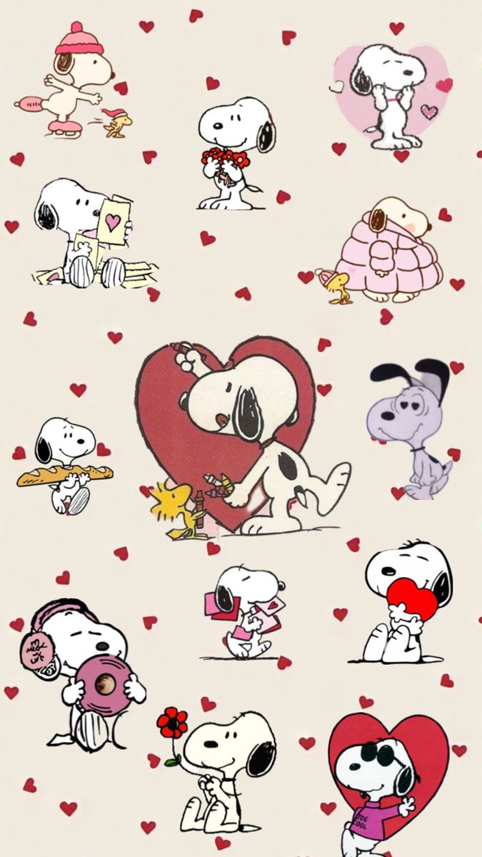 snoopy love stickers on a white background