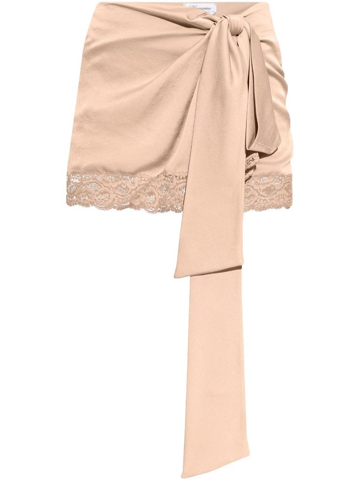 light pink wrap design bow detailing lace detailing high-waisted thigh-length Light Pink Skirt, Collage Pics, Pink Wrap, City Dress, Silk Lace, Fall Dresses, Fashion Ideas, Lace Detail, Denim Dress