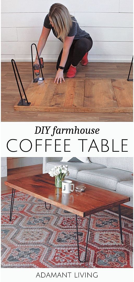 a woman kneeling down on the floor next to a coffee table with legs that are bent over