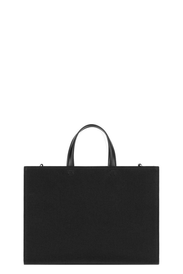 Givenchy medium g tote in black. Length: 14.5" Height: 10.6" Depth: 5.5" 48% Cotton 48% Flax 4% Polyurethane Made in Italy Black Rectangular Laptop Bag With Top Carry Handle, Black Tote Briefcase, Black Business Shoulder Bag With Dust Bag, Classic Black Briefcase With Leather Handles, Elegant Black Briefcase With Dust Bag, Black Top Handle Briefcase For Daily Use, Black Business Satchel With Handles, Large Black Luxury Bag, Black Briefcase With Double Handle For Daily Use