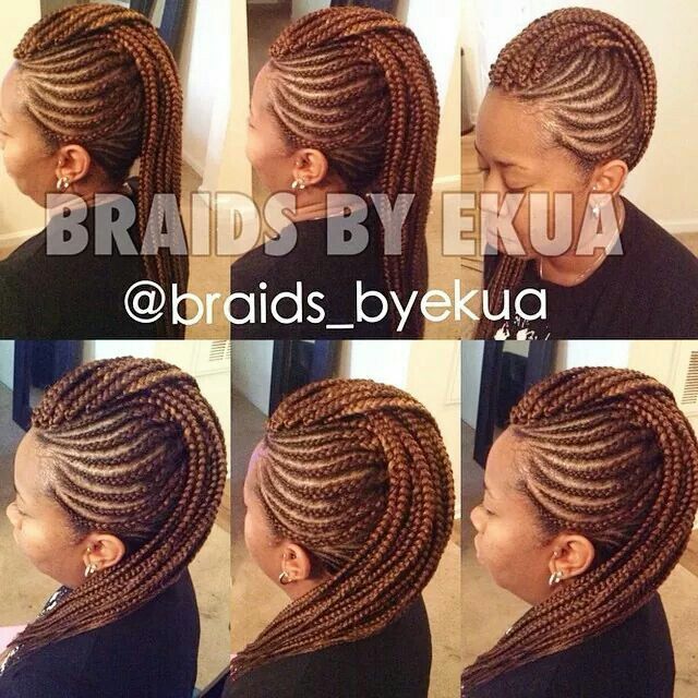 Mohawk style Braided Hairstyles Mohawk, Braids With Mohawk Hairstyles, Box Braid Mohawk, How To Mohawk Braid, Braids In A Mohawk Style, Mohawk Braid Styles, Hairstyle Natural Hair, Mohawk Braids, Diy Hairstyle