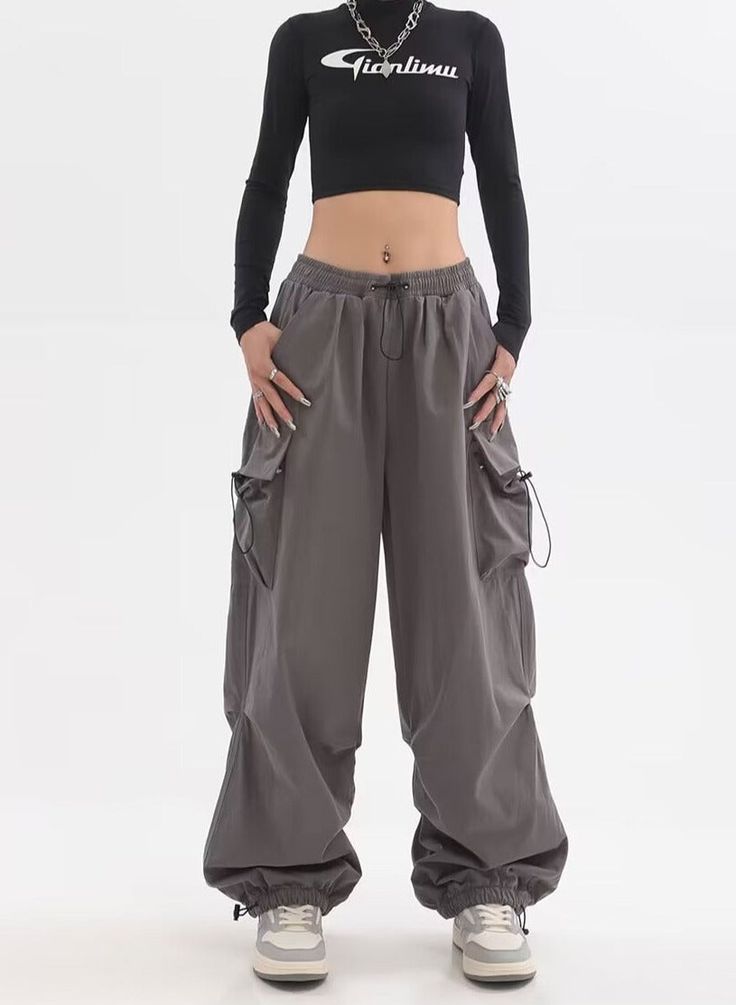 EINZELHEITEN
 Material: Polyester 
Verschlusstyp: Elastischer Bund
 Mustertyp: einfarbig
 Taillentyp: MITTEL Hip Hop Trousers, Waist Cargo Pants, Casual Punk, Hip Hop Women, Y2k Pants, Retro Streetwear, Prom Dress Shopping, Estilo Punk, Cargo Pants Women