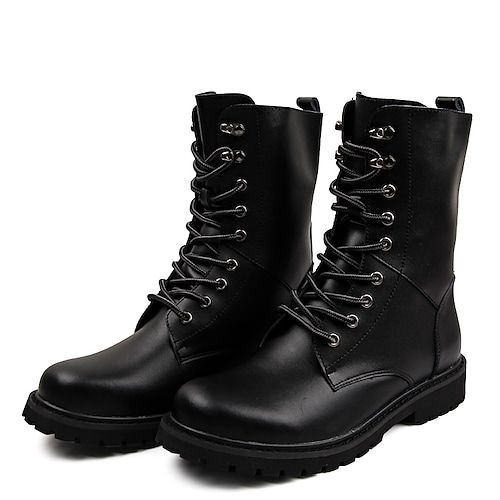 Category:Boots; Upper Materials:Nappa Leather; Season:Winter,Fall; Gender:Men's; Toe Shape:Round Toe; Style:British,Vintage,Classic; Boot Shaft:Mid-Calf Boots; Outsole Materials:Rubber; Occasion:Daily; Closure Type:Lace-up; Function:Breathable; Pattern:Solid Colored; Shipping Weight:1.293; Listing Date:08/03/2021; 2022 Trends:Mid-Calf Boots,Combat Boots; Foot Length:; Size chart date source:Provided by Supplier.; Special selected products:COD Boots Biker, Mens Boots Online, Rock Style Outfits, Mens Motorcycle Boots, Motorcycle Shoes, Boots Combat, Boots Vintage, Ankle Boots Men, Black Combat Boots