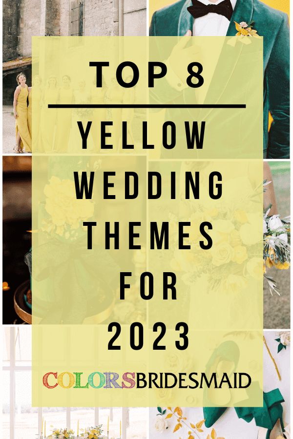 the top 8 yellow wedding themes for 2012, including brides and grooms in tuxedos