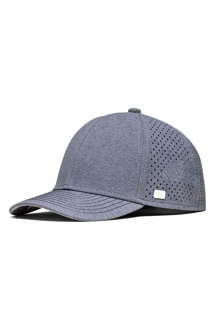 a baseball cap with holes on the front and side, in blue denim fabric by adidas